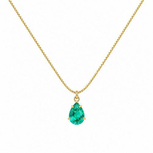 Colar com Gota Zirc�nia Turmalina Banhado a Ouro