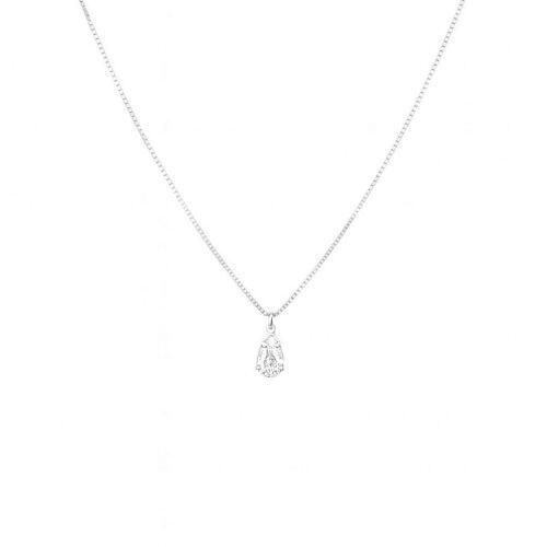 Colar com Gota Zirc�nia Cristal Banhado a Prata
