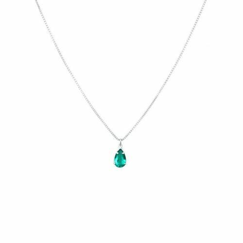 Colar com Gota Zirc�nia Turmalina Banhado a Prata