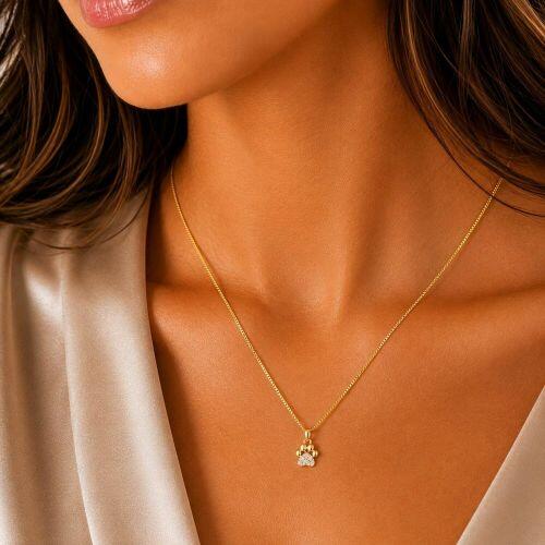 Colar Patinha Micro Zirc�nia Cristal Banhado a Ouro