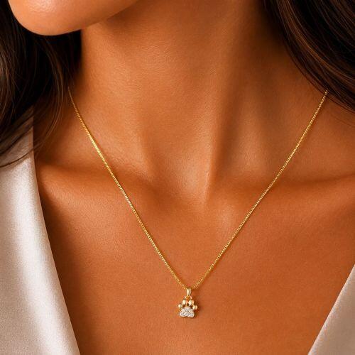 Colar Patinha Micro Zirc�nia Cristal Banhado a Ouro