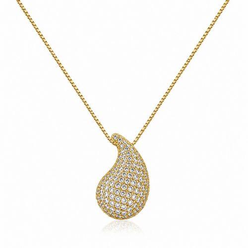 Colar Gota Bold Abaulada Micro Zirc�nia Cristal Banhado a Ouro