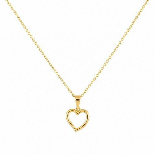 Colar Cora��o Vazado Liso Banhado a Ouro
