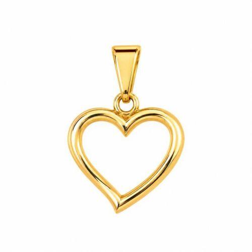 Colar Cora��o Vazado Liso Banhado a Ouro