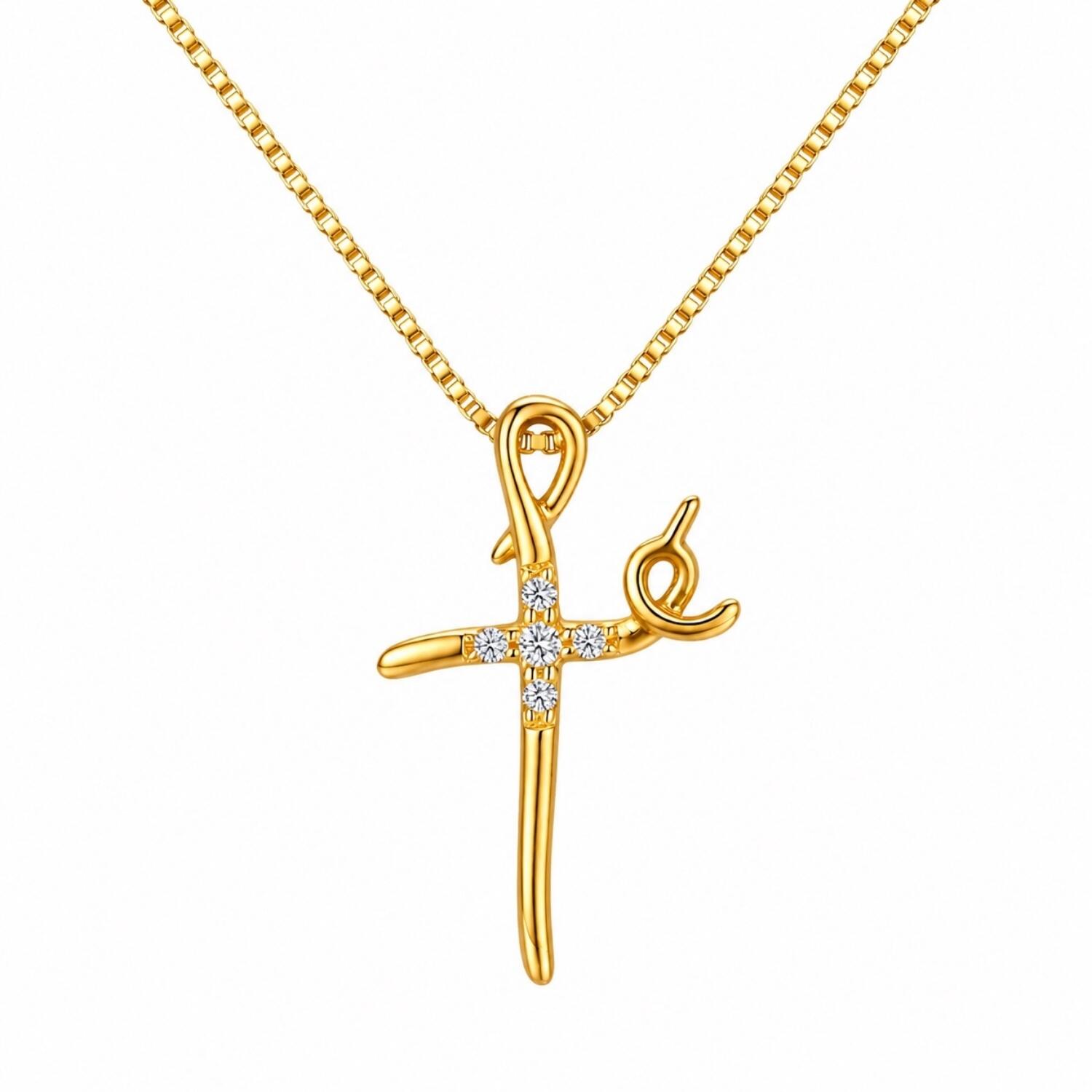 Colar Fé com Micro Zircônia Cristal Banhado a Ouro