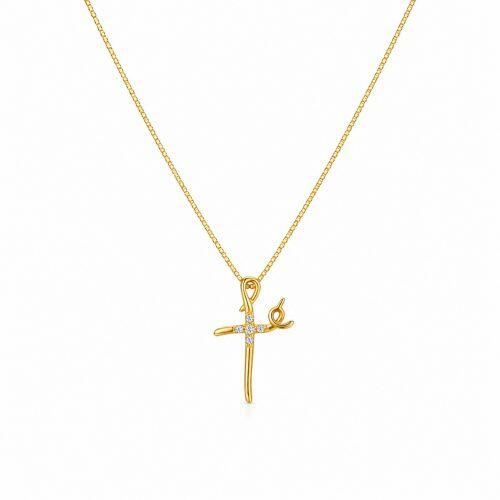 Colar F� com Micro Zirc�nia Cristal Banhado a Ouro