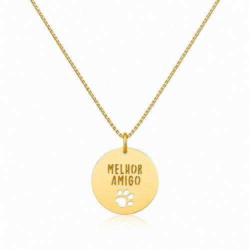 Colar Melhor Amigo com Patinha Banhado a Ouro