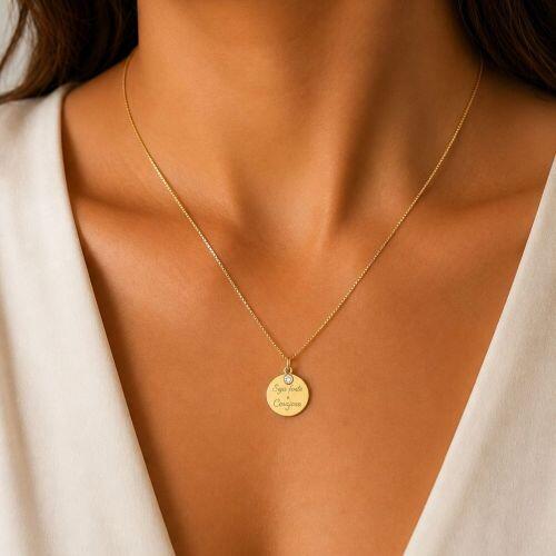 Colar Seja Forte e Corajosa com Ponto de Luz Banhado em Ouro 18k