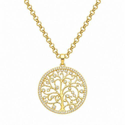 Colar Elo Portugu�s com �rvore da Vida Banhado a Ouro