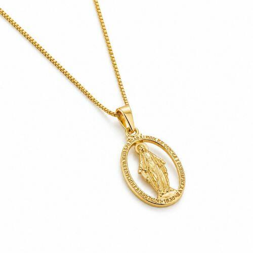 Colar Mandala Nossa Senhora Milagrosa Banhado em Ouro 18k