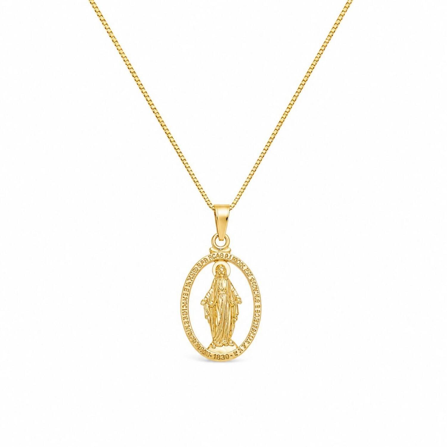 Colar Mandala Nossa Senhora Milagrosa Banhado em Ouro 18k