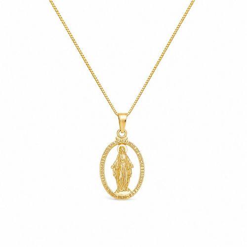 Colar Mandala Nossa Senhora Milagrosa Banhado em Ouro 18k