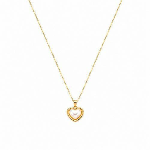 Colar Cora��o P�rola Banhado a Ouro