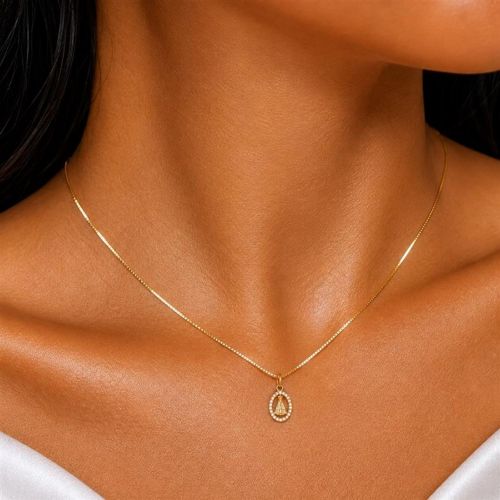 Colar com Mini Nossa Senhora Aparecida Zircônia Cristal Banhado a Ouro