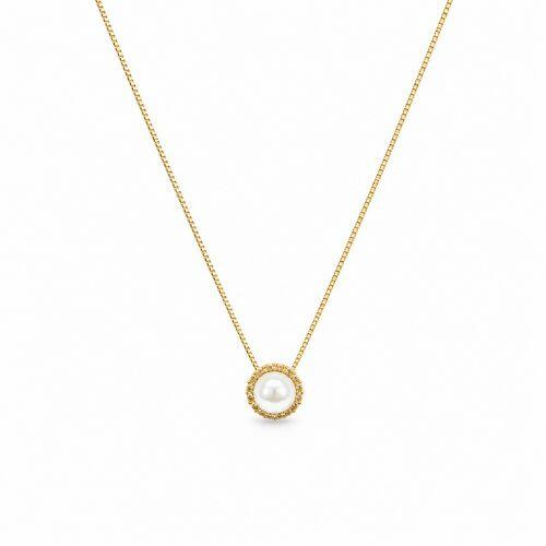 Colar P�rola Micro Zirc�nia Cristal Banhado a Ouro