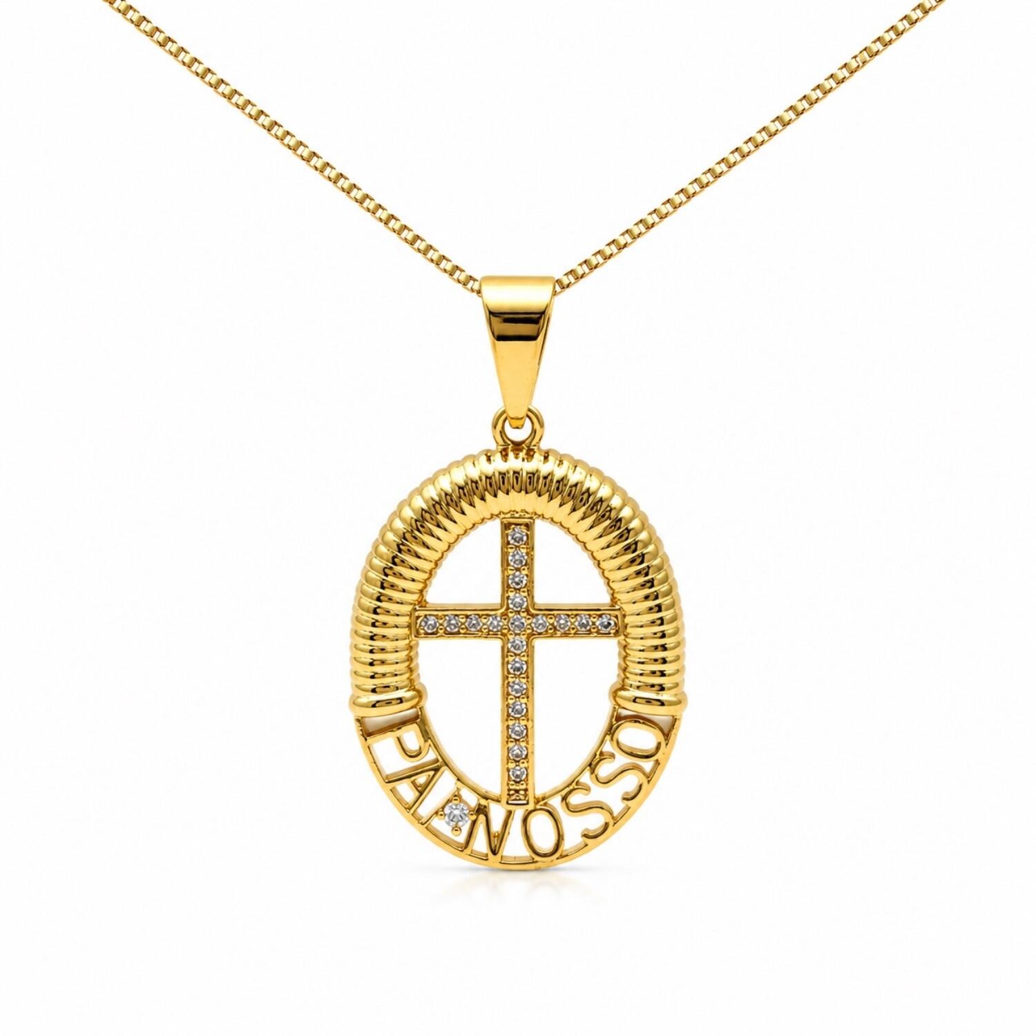 Colar Mandala Pai Nosso Banhado a Ouro