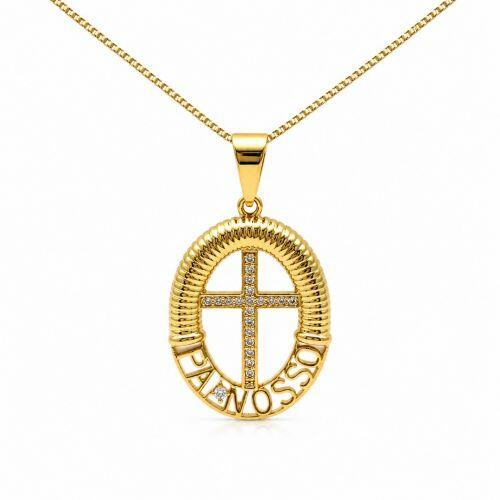 Colar Mandala Pai Nosso Banhado a Ouro