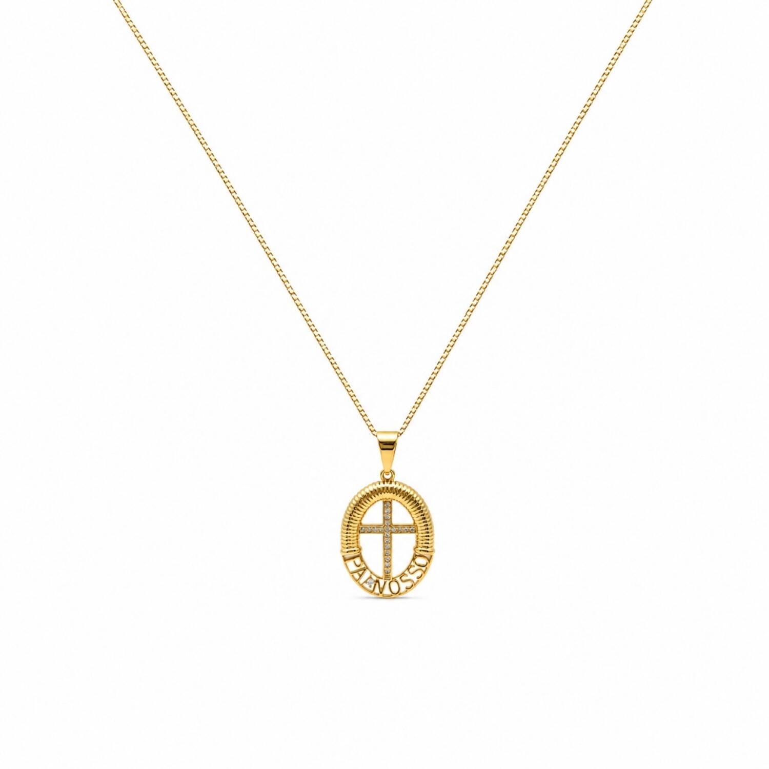 Colar Mandala Pai Nosso Banhado a Ouro