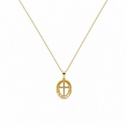 Colar Mandala Pai Nosso Banhado a Ouro