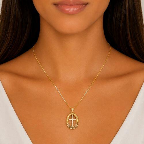 Colar Mandala Pai Nosso Banhado a Ouro