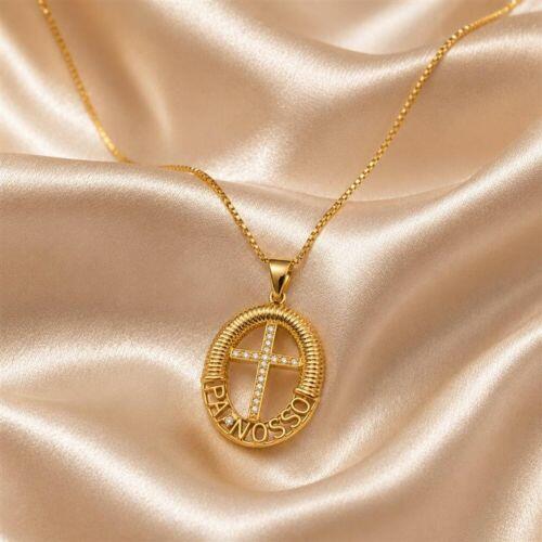 Colar Mandala Pai Nosso Banhado a Ouro