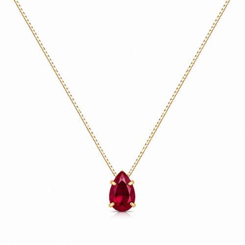Colar Gota Zirc�nia Rubi Banhado a Ouro