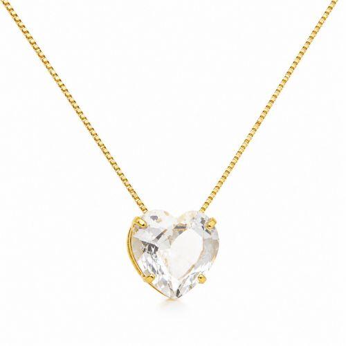 Colar Coração Zircônia Cristal Banhado a Ouro