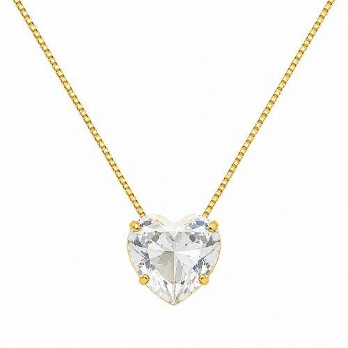 Colar Cora��o Zirc�nia Cristal Banhado a Ouro