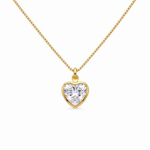 Colar Cora��o Zirc�nia Cristal Banhado a Ouro