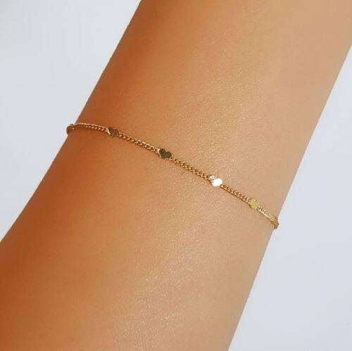 Pulseira Mini Corações Lisos Banhado em Ouro18k