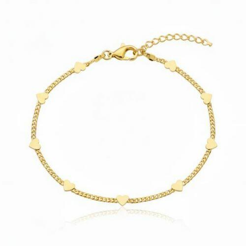 Pulseira Mini Cora��es Lisos Banhado em Ouro18k