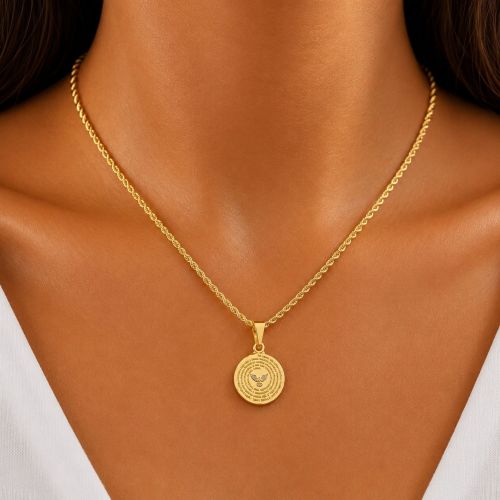 Colar Elo Baiano com Pingente Oração Pai Nosso Banhado em Ouro18k