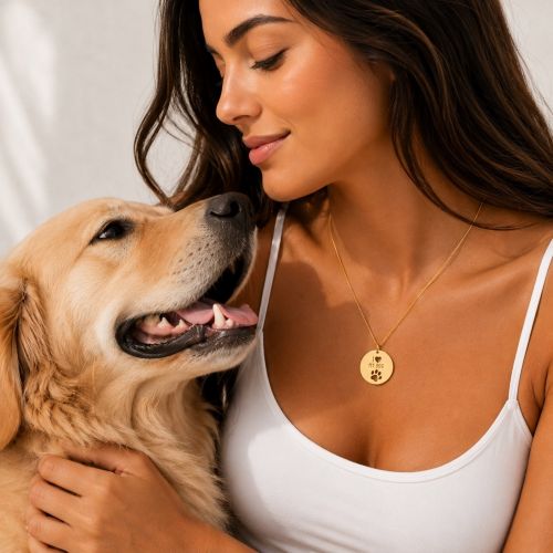 Colar Medalha I Love My Dog Banhado em Ouro 18K