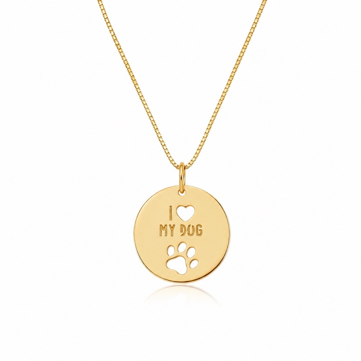 Colar Medalha I Love My Dog Banhado em Ouro 18K
