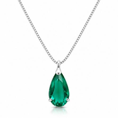 Colar Gota 2.0 cm Zirc�nia Turmalina Banhado a Prata