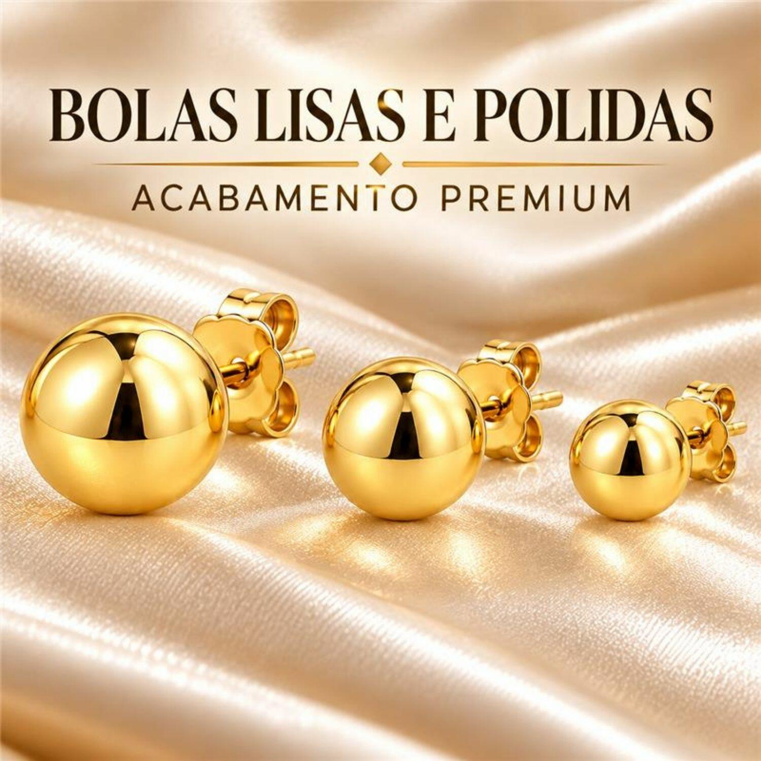 Brinco Trio Bolas Lisa Banhado a Ouro