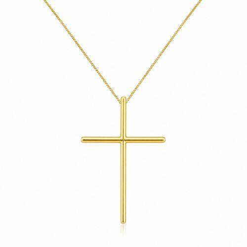 Colar Cruz Lisa Banhado a Ouro