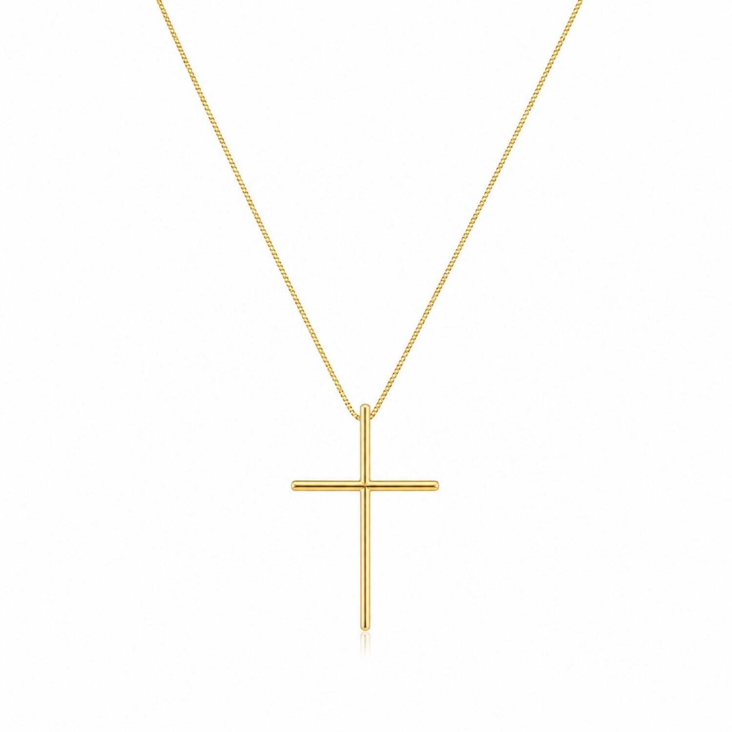 Colar Cruz Lisa Banhado a Ouro