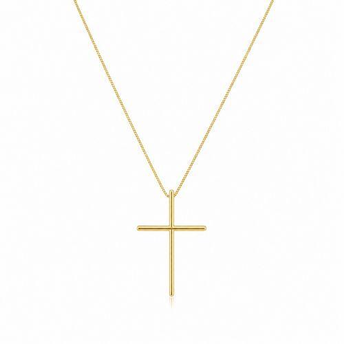 Colar Cruz Lisa Banhado a Ouro