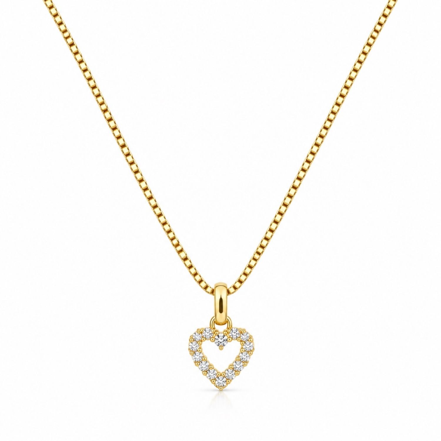 Choker Coração Vazado Micro Zircônia Banhado a Ouro