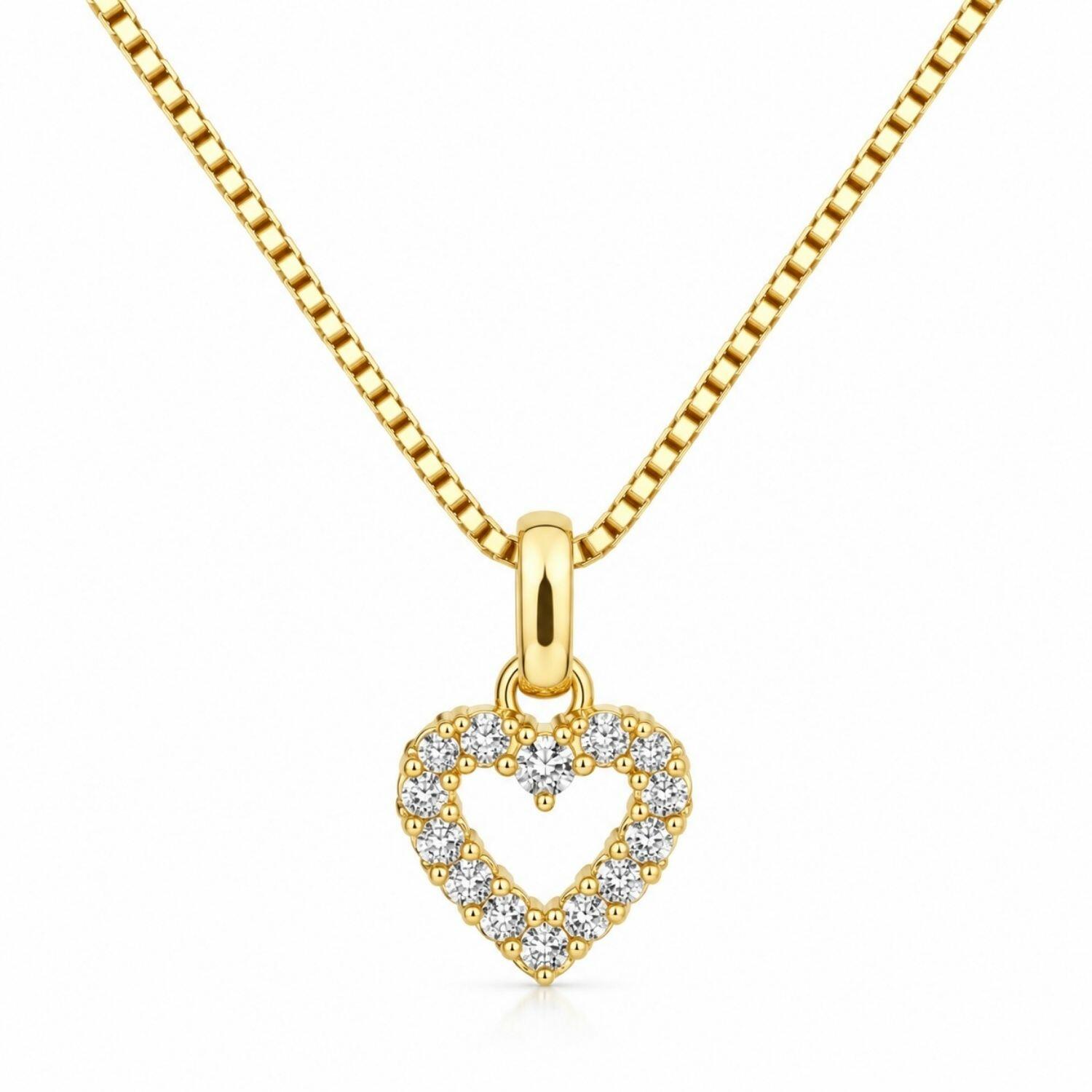 Choker Coração Vazado Micro Zircônia Banhado a Ouro