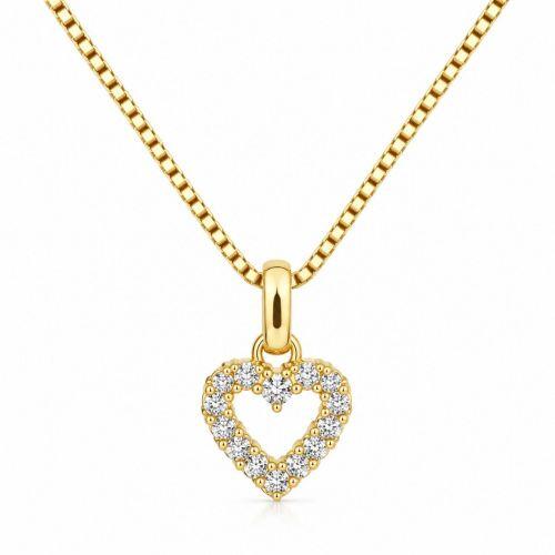 Choker Cora��o Vazado Micro Zirc�nia Banhado a Ouro