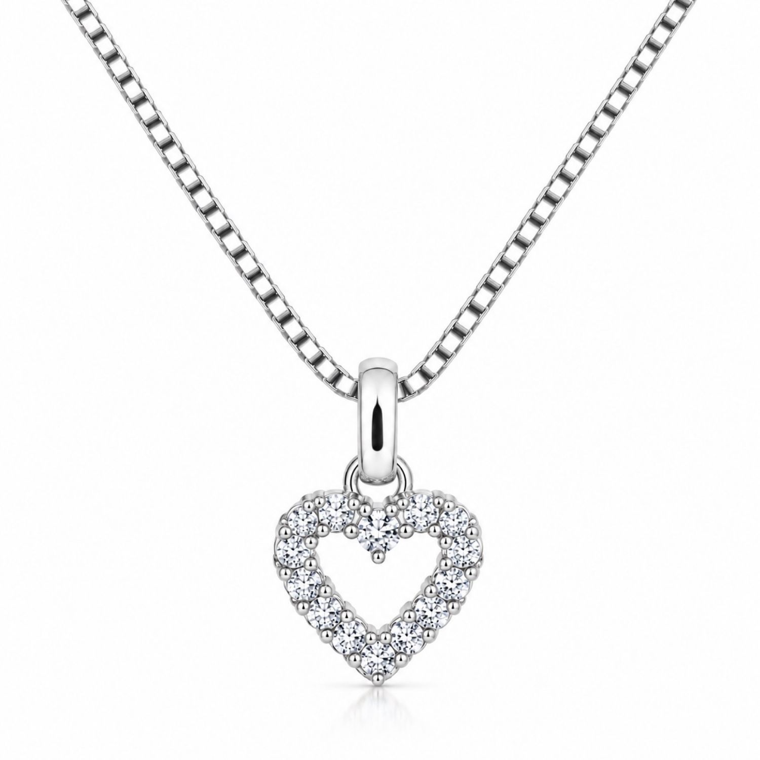 Choker Coração Vazado Micro Zircônia Banhado a Prata