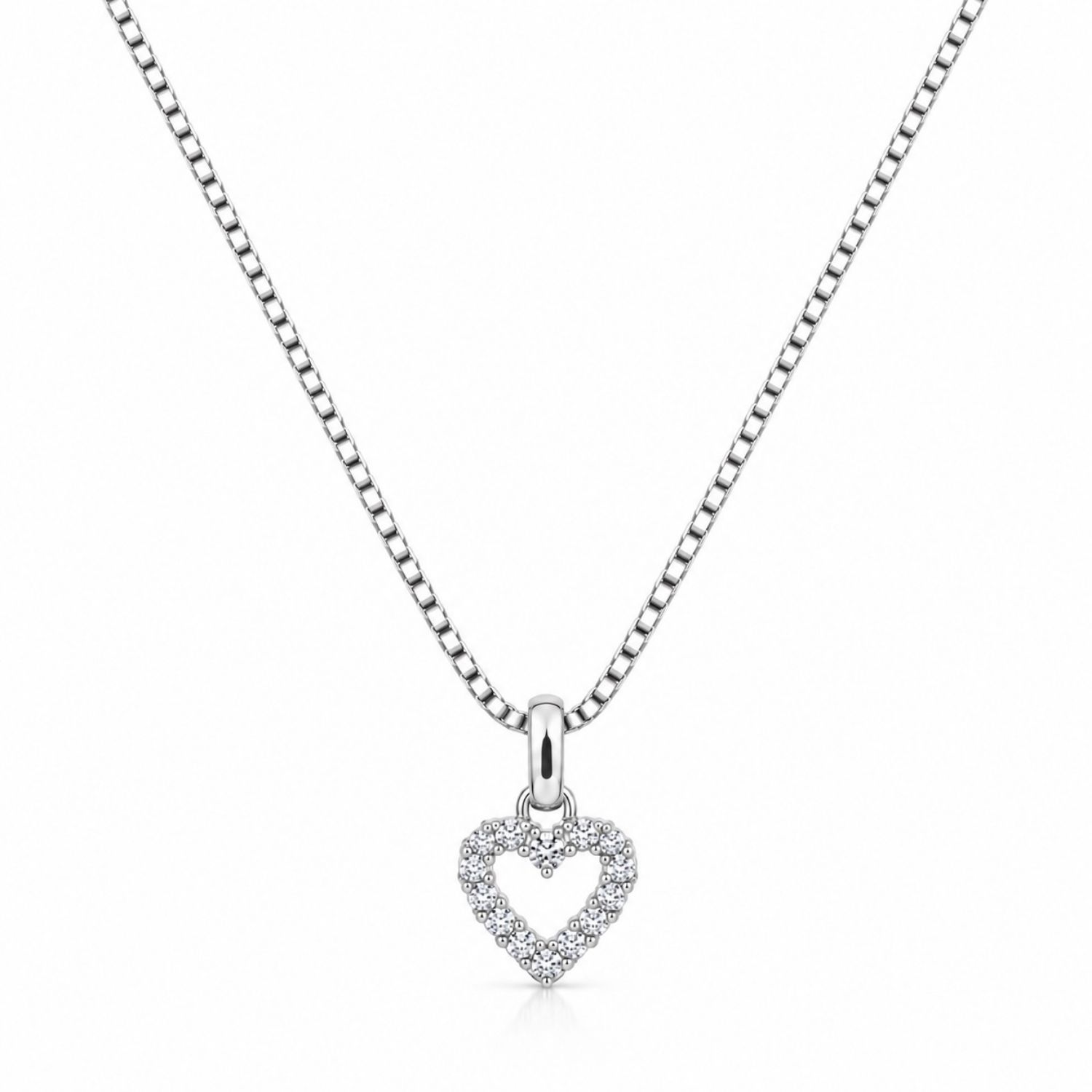 Choker Coração Vazado Micro Zircônia Banhado a Prata