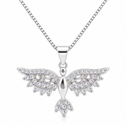 Colar Esp�rito Santo Micro Zirc�nia Cristal Banhado a Prata