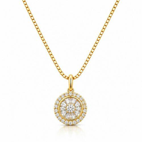 Choker Pizza Baguette Zirc�nia Cristal Banhado a Ouro