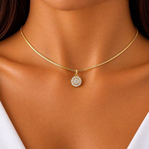 Choker Pizza Baguette Zirc�nia Cristal Banhado a Ouro