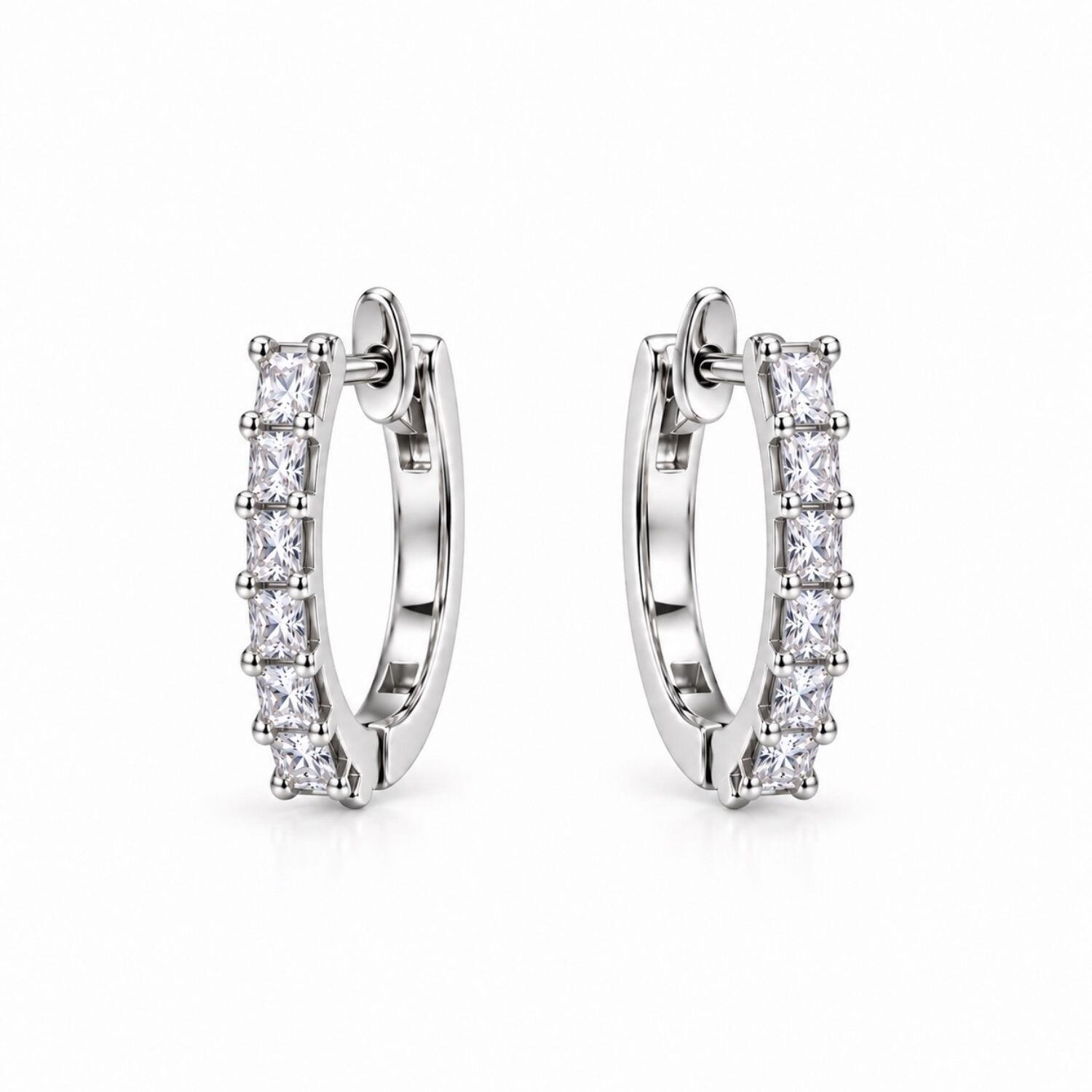 Brinco Argola Zircônia Cristal Banhado a Prata