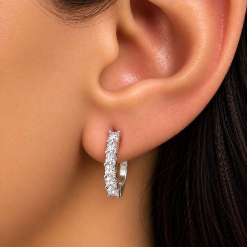 Brinco Argola Zirc�nia Cristal Banhado a Prata
