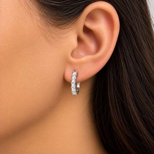 Brinco Argola Zircônia Cristal Banhado a Prata